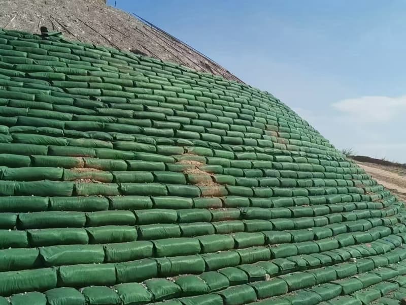 Slope stabilization with geotextile bags